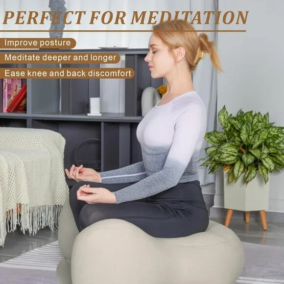 NEW IN BOX: Premium V-Shape Inflatable Meditation Zafu & Floor Seat - Picture 3 of 11